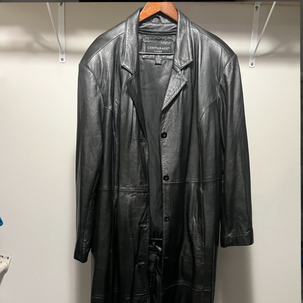 Women full length leather trench